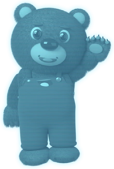 A holographic mascot waving, standing in for your own character
